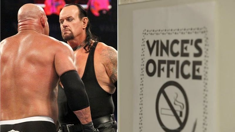 Goldberg and The Undertaker (left); Vince McMahon