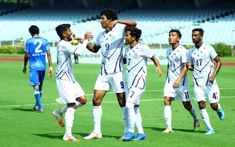 Mohammedan players celebrating a goal against ARA FC (Photo: Twitter)