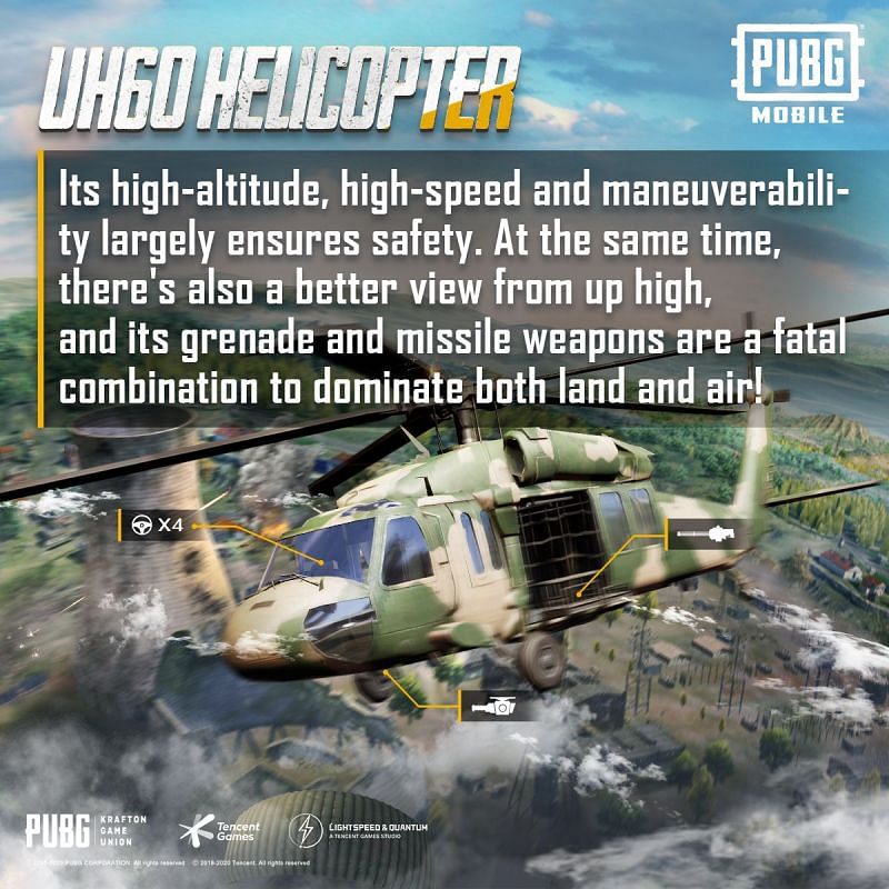 The UH60 can be occupied by four players (Image Credits: PUBG Mobile / Twitter)