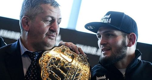 Khabib Nurmagomedov with his father Abdulmanap Nurmagomedov