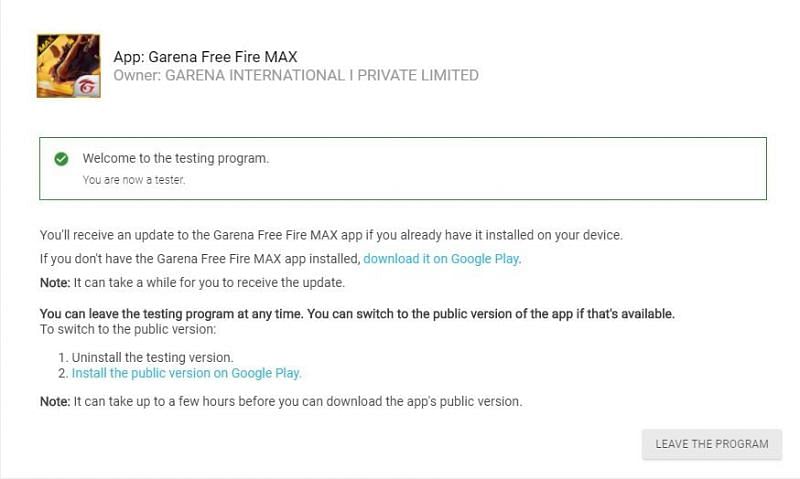 Free Fire Max beta testing