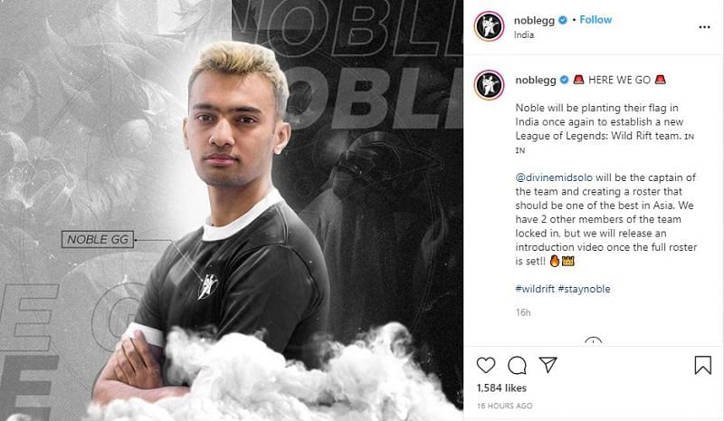 (Image Credit: Noble Esports Instagram)