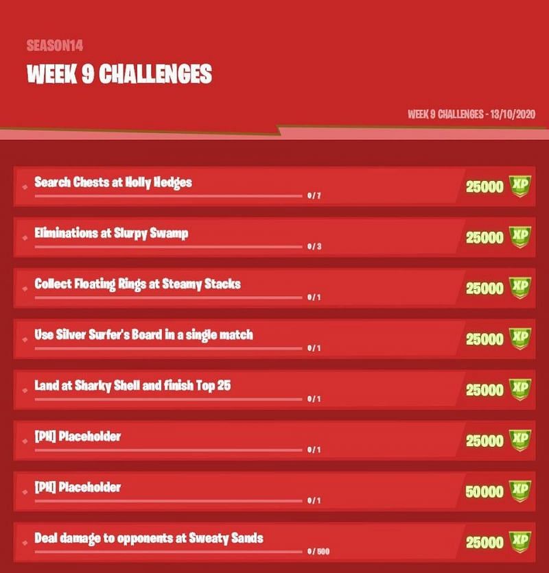 Fortnite Season 4 Week 9 challenges leaked (Image credit: Reddit)