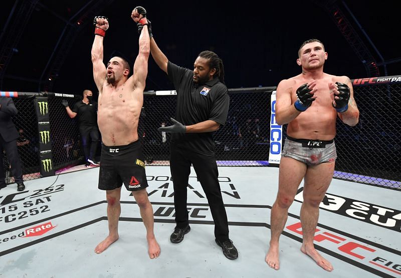 Robert Whittaker of Australia celebrates after his victory over Darren Till of England&nbsp;