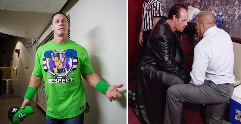 John Cena; The Undertaker and Triple H backstage