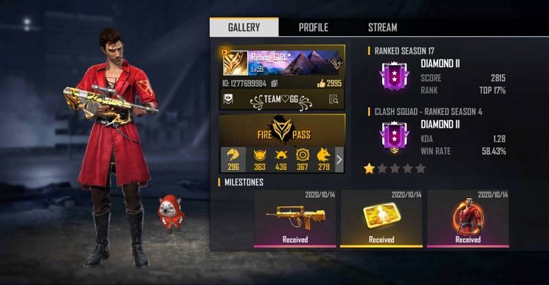 Gaming Girl's Free Fire ID, stats, K/D ratio, and more