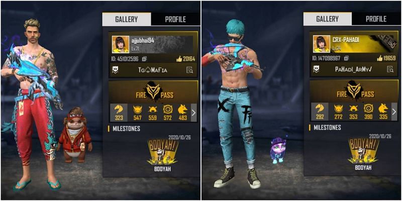 Who has better stats between Ajjubhai and CRX Pahadi in Free Fire?