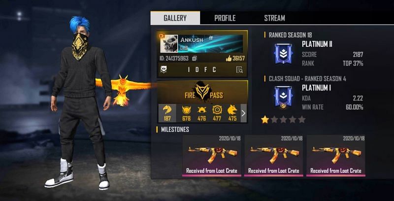 ANKUSH FREE FIRE's Free Fire ID, lifetime stats and other ...