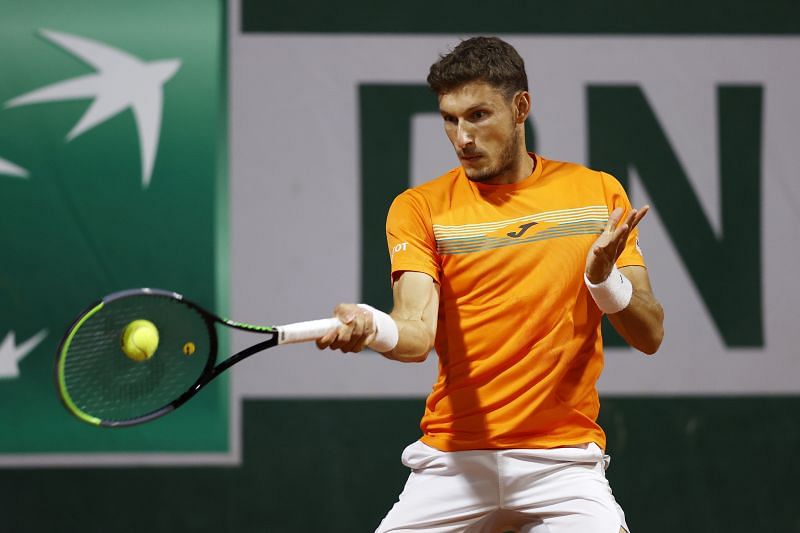 Pablo Carreno Busta during his first round match against John Millman at the 2020 French Open