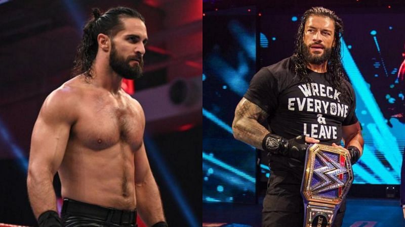 Seth Rollins (left); Roman Reigns (right)