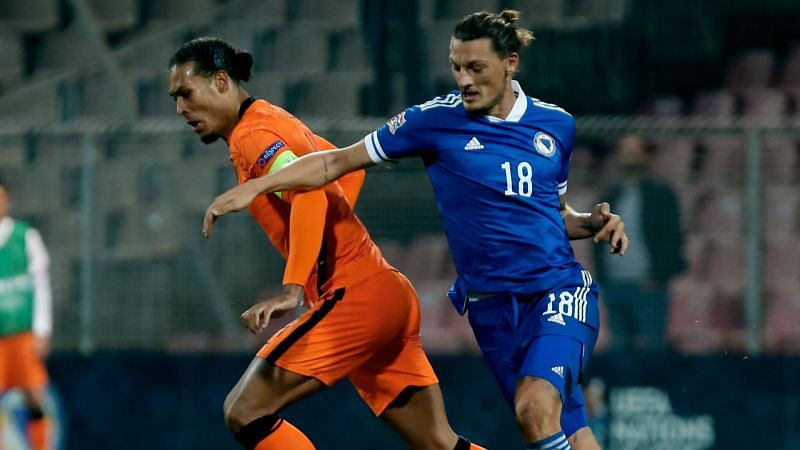 Virgil Van Dijk had a busy night in the Netherlands&#039; draw with Bosnia Herzegovina