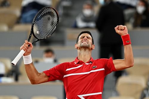 Novak Djokovic after his fourth round win over Karen Khachanov at the French Open