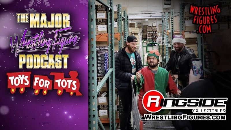 Matt Cardona, Brian Myers, and Swoggle figure shopping at Ringside Collectibles