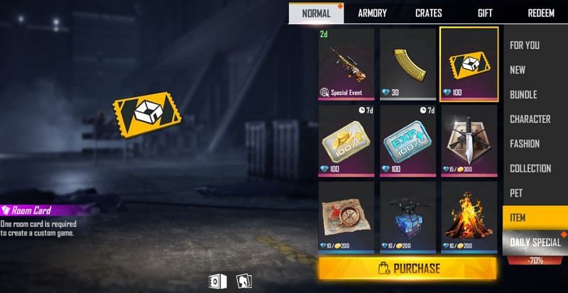 How to get a custom room card in Garena Free Fire