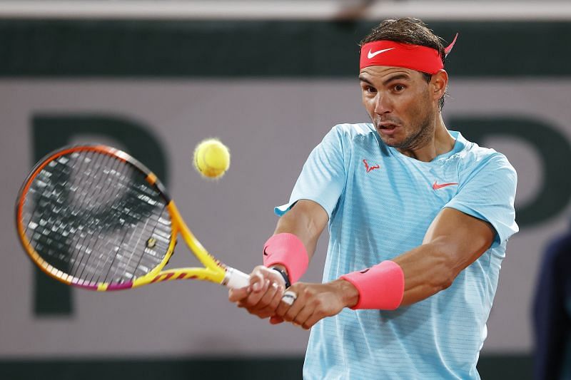 Rafael Nadal during his third-round match against Stefano Travaglia at Roland Garros