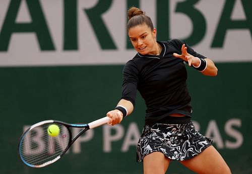 Maria Sakkari during her first round match at the French Open