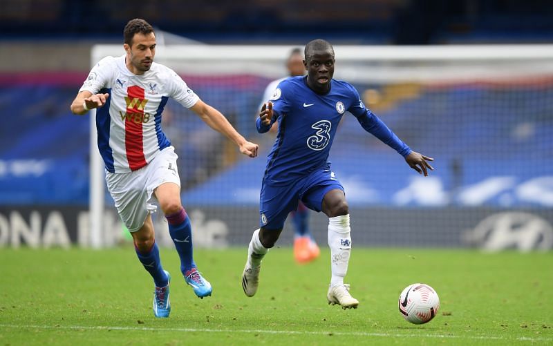 N&#039;Golo Kante (right) in action against Crystal Palace
