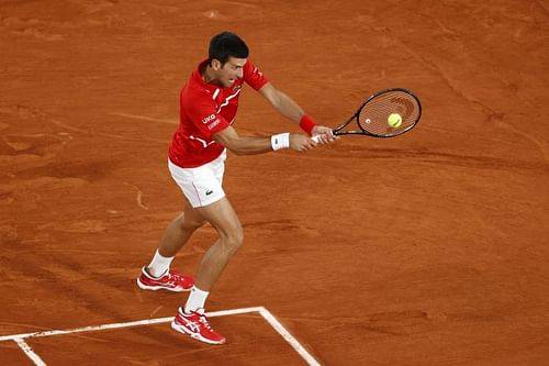 Novak Djokovic during the 2020 French Open at Roland Garros in Paris