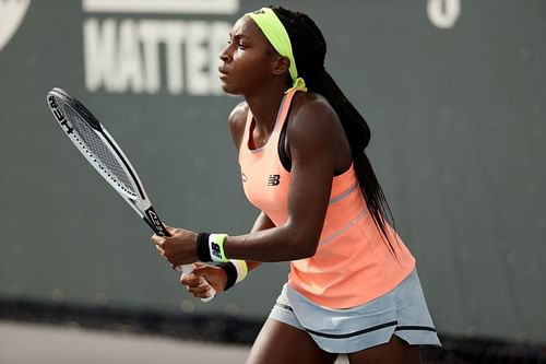 Coco Gauff during her match against Aryna Sabalenka in Lexington