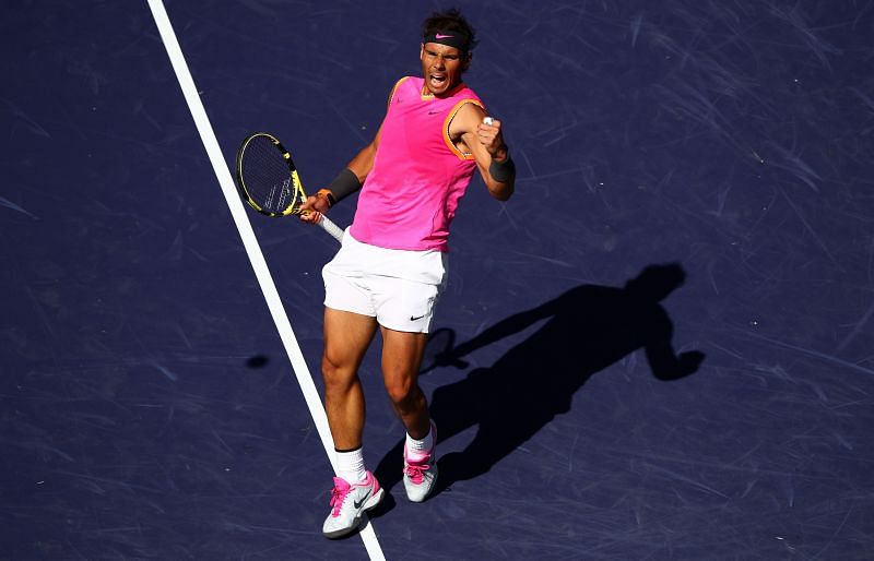 Rafael Nadal celebrates a point