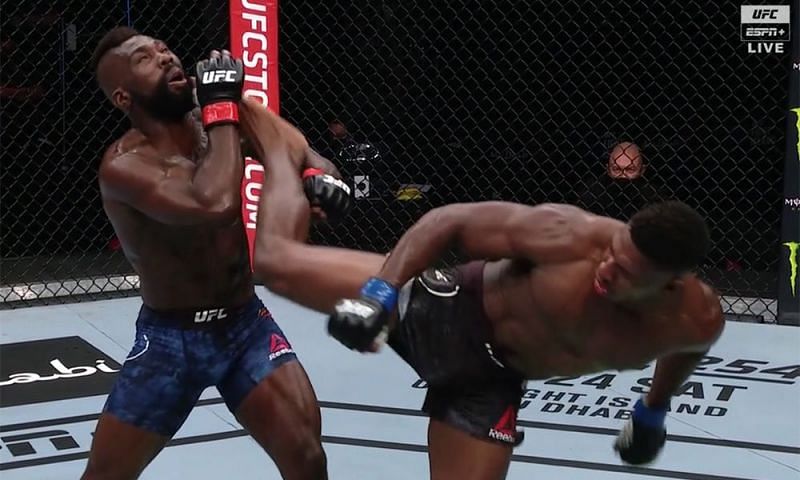 Joaquin Buckley&#039;s knockout of Impa Kasangnanay (Credits: MMA Fighting)