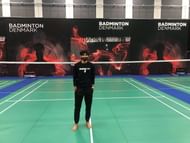 Kidambi Srikanth during a training session in Denmark