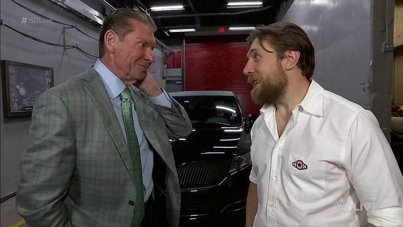 Vince McMahon and Daniel Bryan talk together backstage in WWE