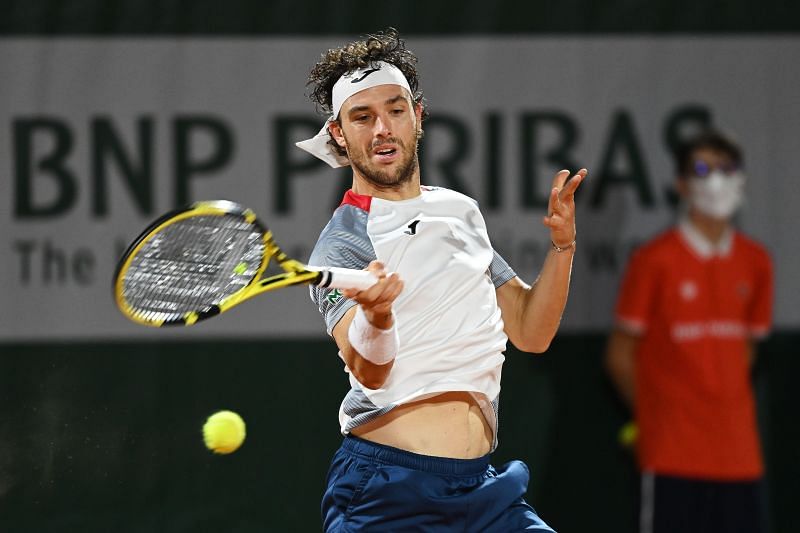 Marco Cecchinato hits a forehand