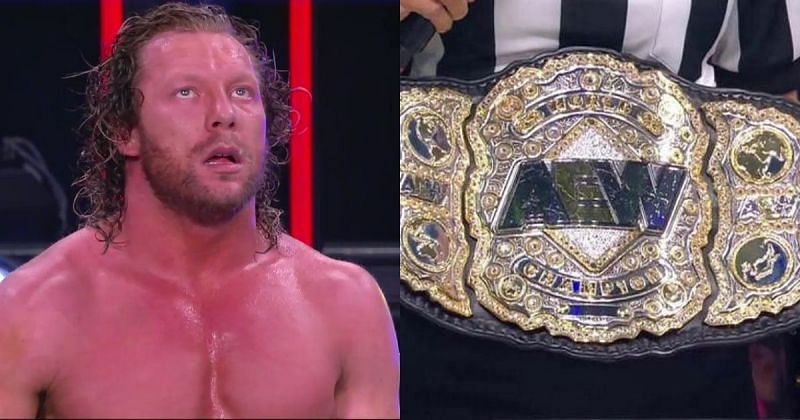 Kenny Omega and the AEW World Championship belt.