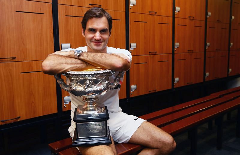Roger Federer with his 20th Grand Slam title at the 2018 Australian Open.