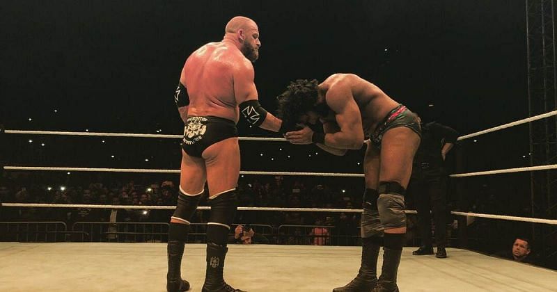 Triple H and Jinder Mahal at the last WWE event in 2017.