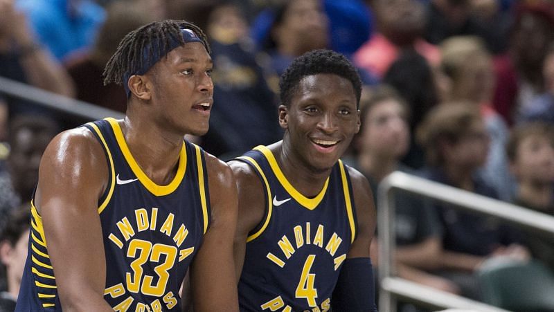 Indiana Pacers teammates Victor Oladipo and Myles Turner