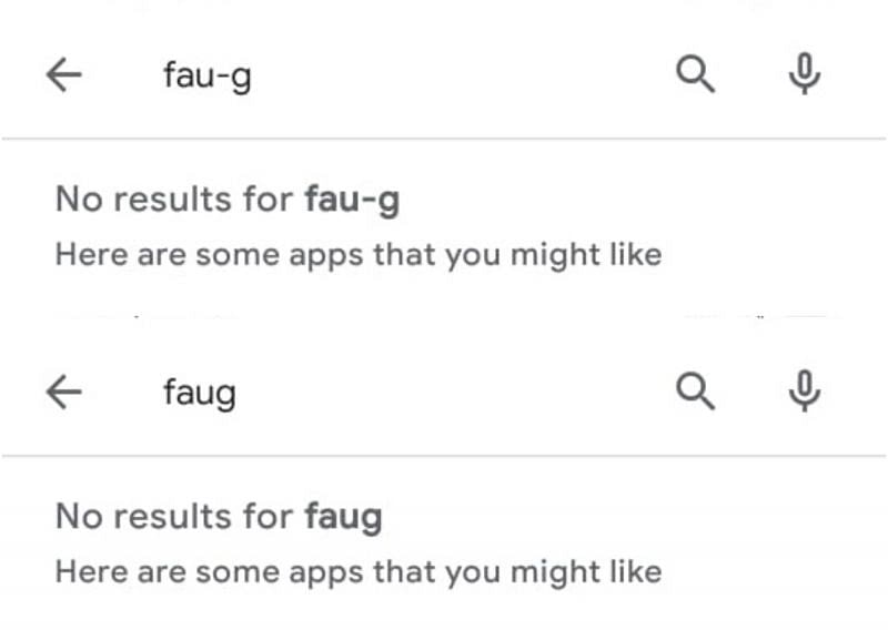 FAUG and FAU-G both give no results