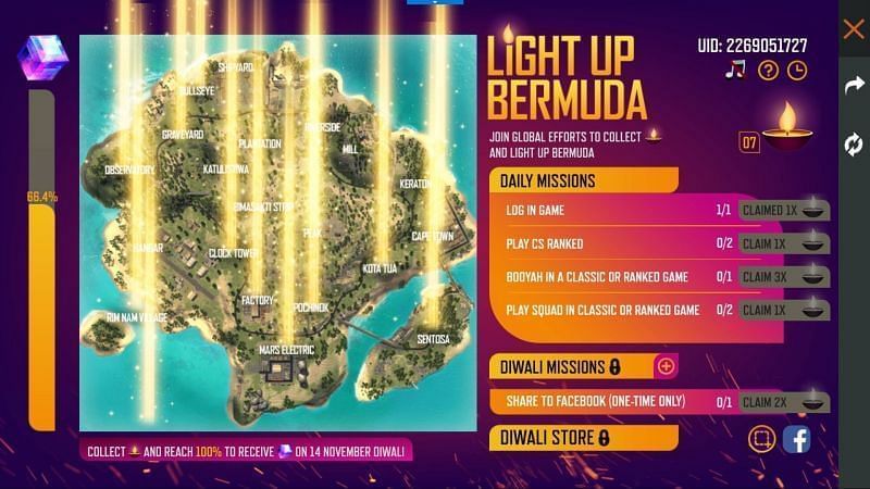 The Light up Bermuda event in Free Fire