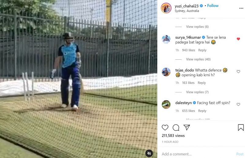 Suryakumar Yadav and Dale Steyn trolled Yuzvendra Chahal on Instagram