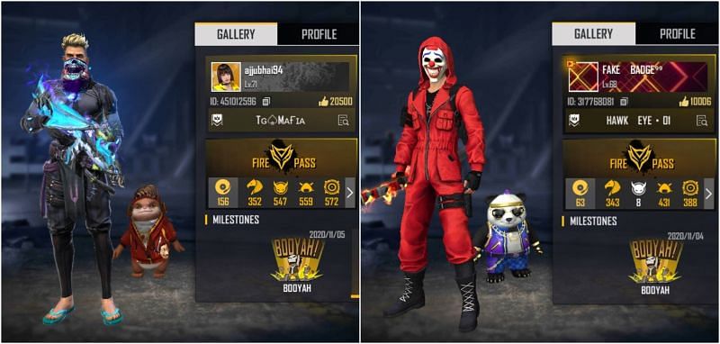 Ajjubhai vs Badge 99: Who has better stats in Free Fire?