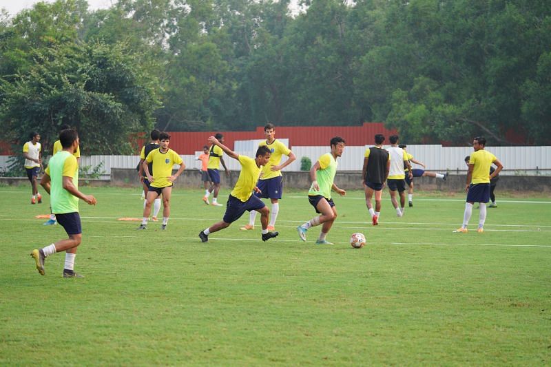 A glimpse of Kerala Blasters training session (Image credits: Kerala Blasters FC Twitter)