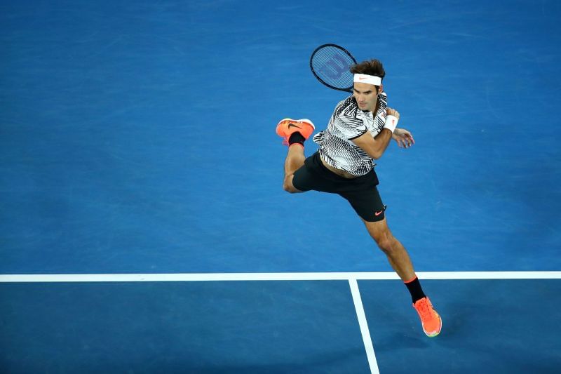 Roger Federer in action at the 2017 Australian Open.