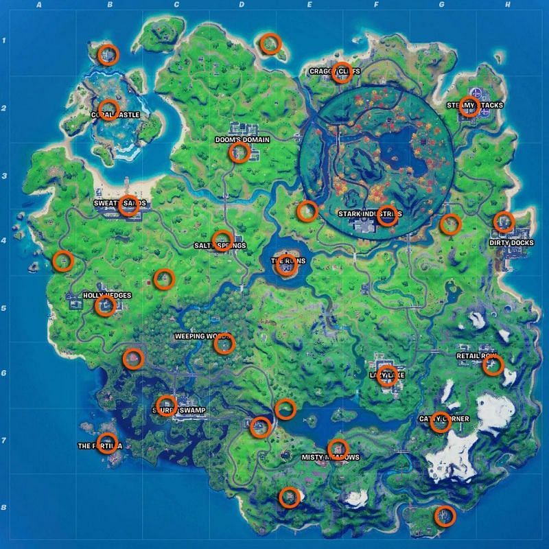 All upgrade bench locations in Fortnite Chapter 2 - Season 4