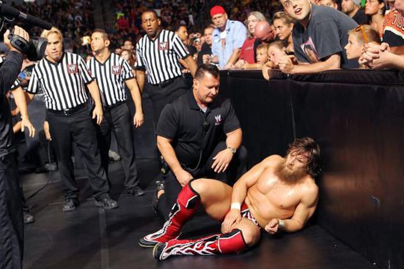 Daniel Bryan after suffering a stinger during a match against Randy Orton.
