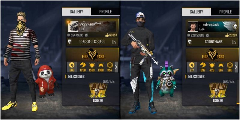 Free Fire IDs of both SK Sabir Boss and Nobru