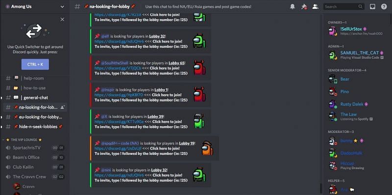 The Among Us discord server