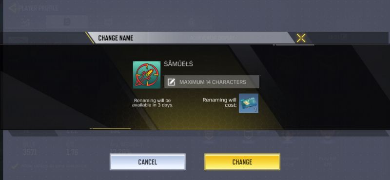 Type and rename the character in COD Mobile