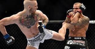 Conor McGregor and Dustin Poirier at UFC 178