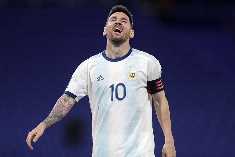 Lionel Messi in Argentina colours