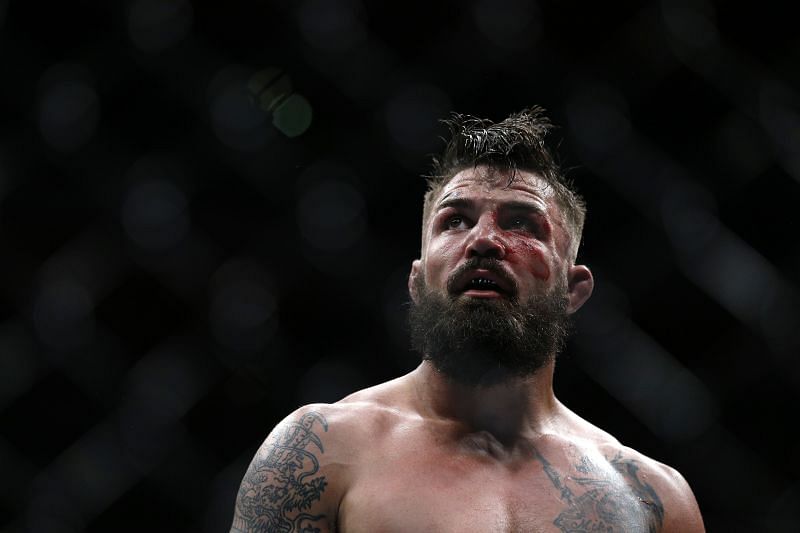 Mike Perry looks on during his welterweight bout