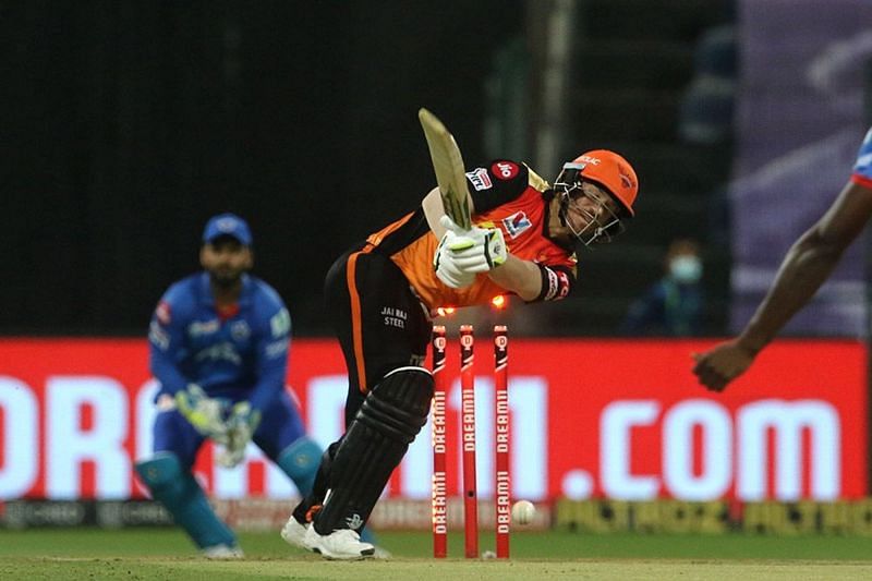 SRH captain Warner's dismissal severely dented SRH's chances in the game. [PC: iplt20.com]