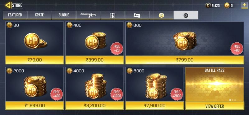 COD Mobile CP shop