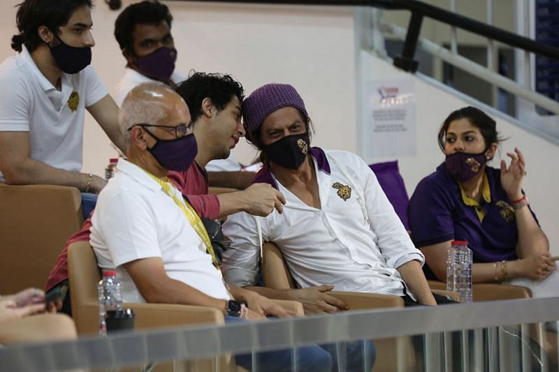 KKR owner Shah Rukh Khan is seen in attendance during a match