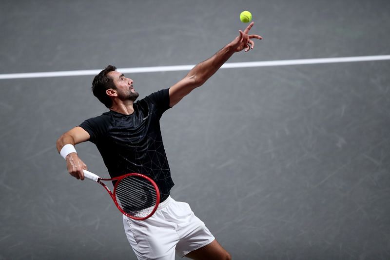 Marin Cilic preparing to serve